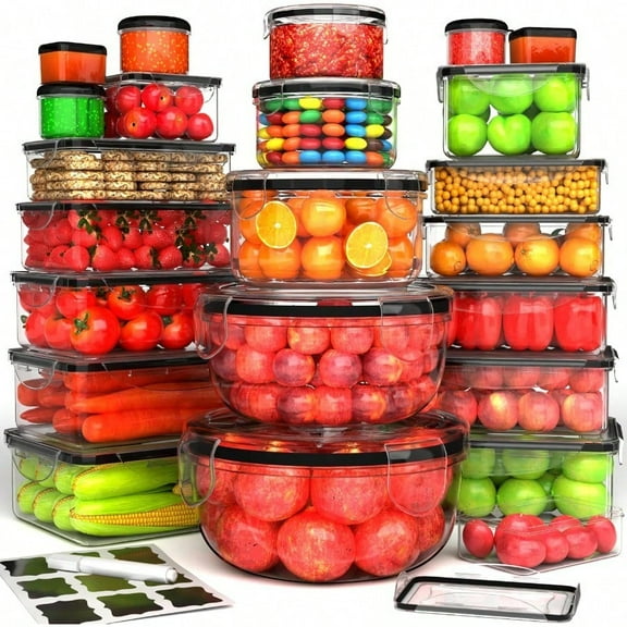 RockBerry 50 Pcs Large Food Storage Containers with Lids Airtight85 OZ to Small ContainersTotal 526 Oz BPA Free Plastic Stackable Containers 44Pcs