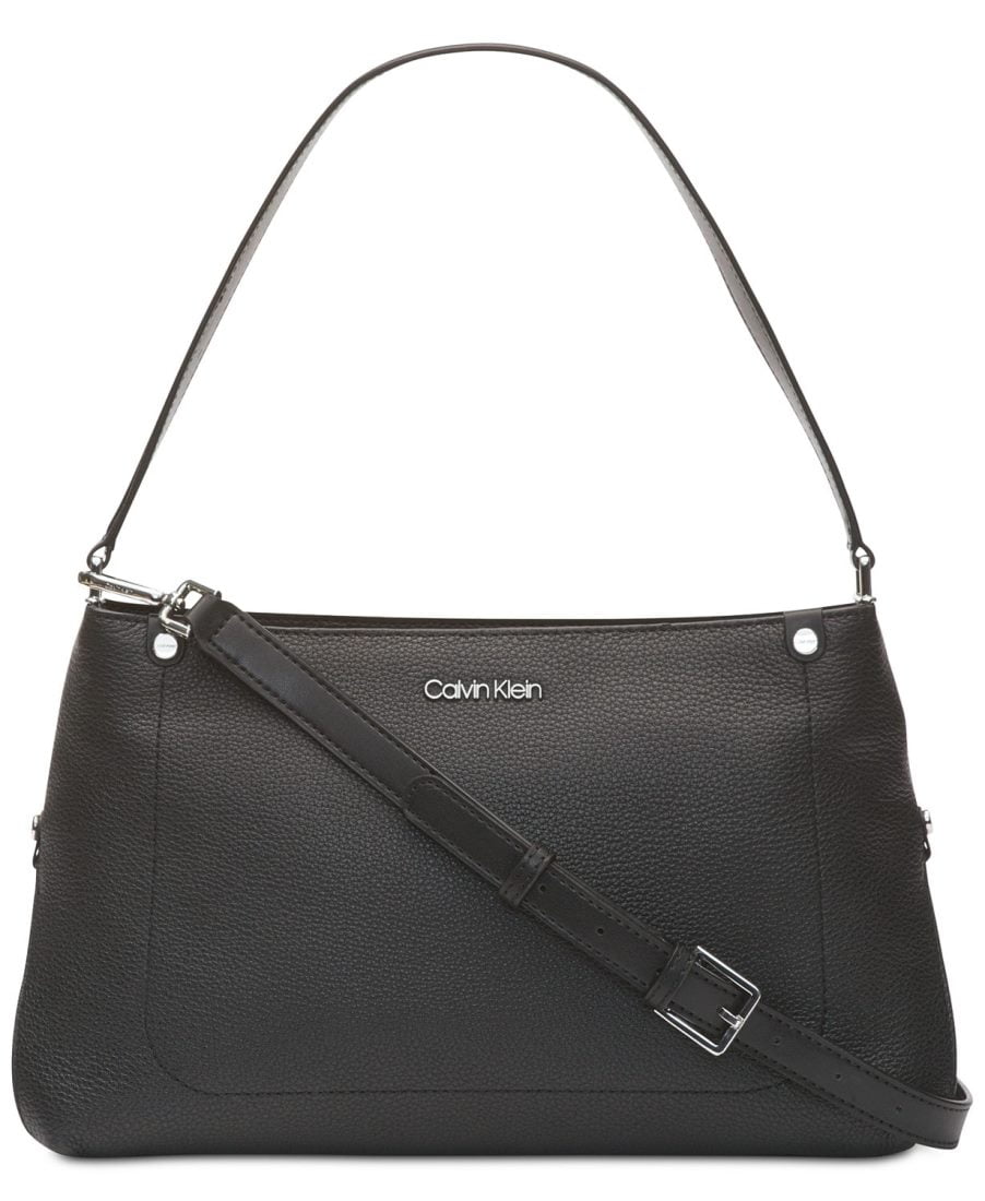 calvin klein pebble leather satchel