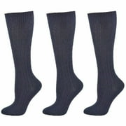 Sierra Socks Women's Cotton Cable Knit Knee High School Uniform Socks for Girls,3-Pack, Multi Colors