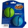 thumbnail image 4 of Chuckit! Sniff Fetch Ball Durable High Bounce Rubber Dog Toy, Peanut Butter & Bacon Scented, Medium 2.5" for Dogs 20 to 60 lb, Blue, Green & Blue, Pack of 2, 4 of 6