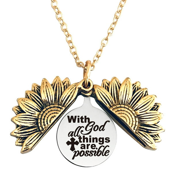 Sunflower engraved necklace discount