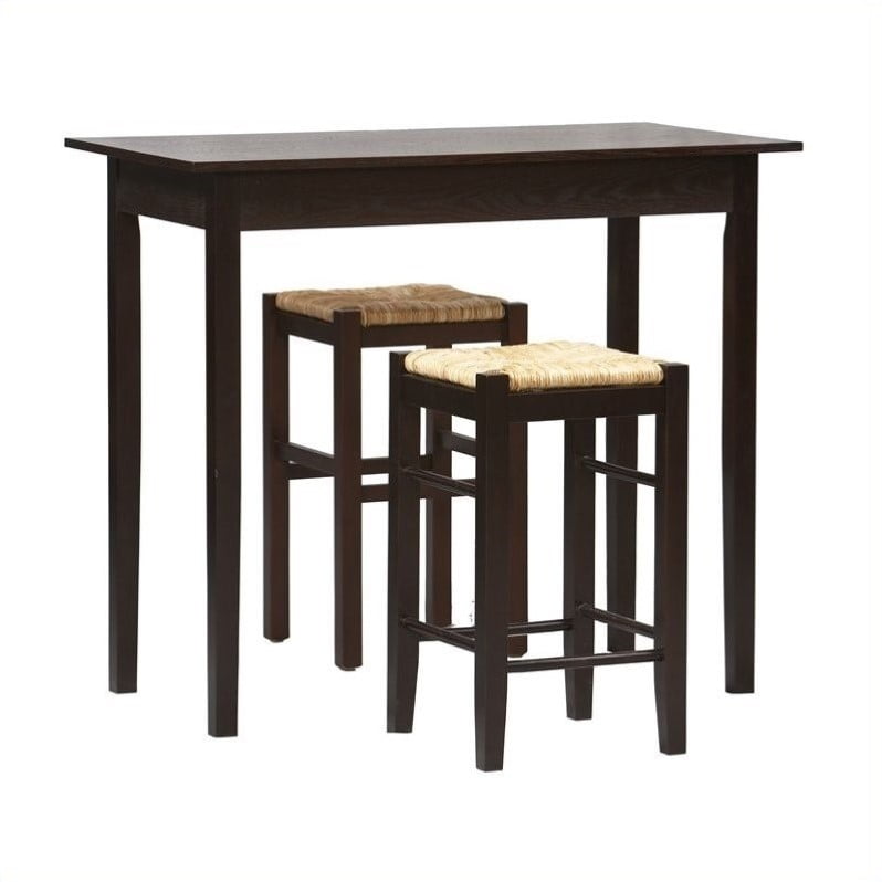 Linon Tavern 3 Pc Space Saver Counter Height Dining Set In Espresso