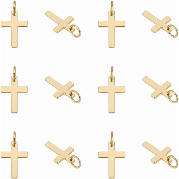 12 colgantes dorados chapados en oro de 14 quilates, de Pascua, de metal, con anilla para pulseras, collares, pendientes y bisutería.
