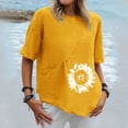 thumbnail image 1 of Ensembles pour Femmes Liquidation Tendance Été Décontracté Manches Courtes Col Rond Blouse Imprimée T-Shirt Jaune TTG, 1 of 4