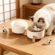 thumbnail image 5 of Comedero y cuenco de agua elevado de cerámica doble para gatos y perros pequeños para proteger, 5 of 7