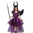 thumbnail image 1 of HXWCHs Robe Trapèze Gothique Élégante Robe de Sorcière avec Design Lacé et Jupe Évasée pour Fête d'Halloween Violet 4-5 Ans, 1 of 6
