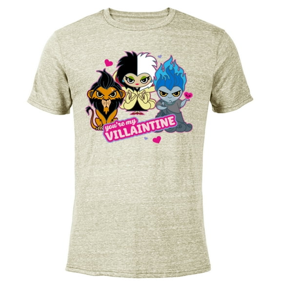 Disney Villains Scar Hades Cruella You’re My Villaintine - Short Sleeve Blended T-Shirt for Adults - Customized-Yellow