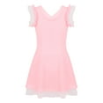 thumbnail image 2 of YONGHS Kids Girls Ballet Dance Leotard Flutter Sleeve A-line Dress Gymnastics Bodysuit 2-12 Pink 5-6, 2 of 8