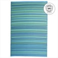 thumbnail image 4 of Fab Habitat Outdoor Rug - Waterproof, Fade Resistant, Crease-Free - Premium Recycled Plastic - Striped - Patio, Deck, Porch, Balcony, Laundry Room - Cancun - Turquoise & Moss Green - 4 x 6 ft, 4 of 10