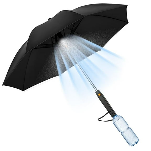 SENIURIS 3 in 1 Umbrella Cooling with Fan and Sprayer, UV Protection Sun Umbrella with Rechargeable for Outdoor and Traveling.(Charging model, 23in, Black)