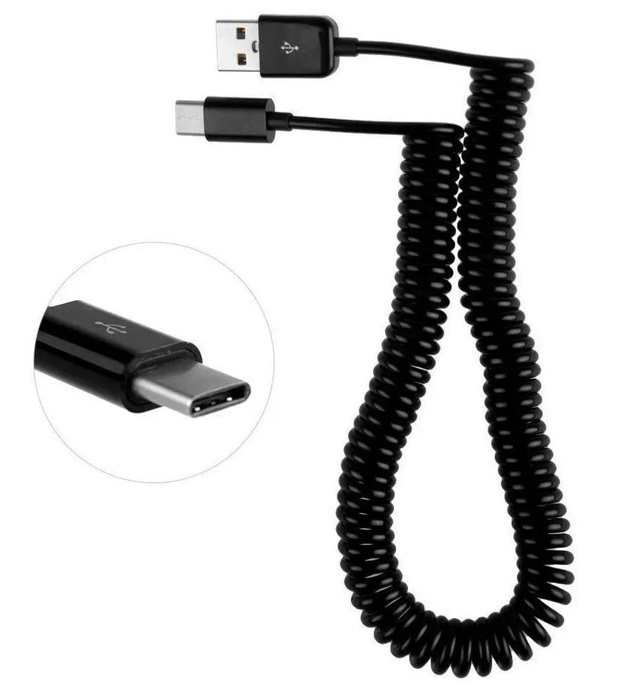 FOR Spring Coiled Retractable USB 2.0 A Male to USB C Type C Data Charging Cable