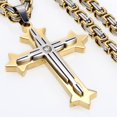 thumbnail image 6 of Men Stainless Steel Cross Pendant Necklace w/ 5mm Byzantine Box Chain 22inch 24inch, 6 of 7