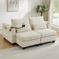 thumbnail image 6 of Harper & Bright Designs Loveseat Sofa Bed, Corduroy Sleeper Sofa with USB Ports, Convertible Chaise Lounge Indoor with Two Cup Holders, Phone Holder and Storage, Beige, 6 of 12