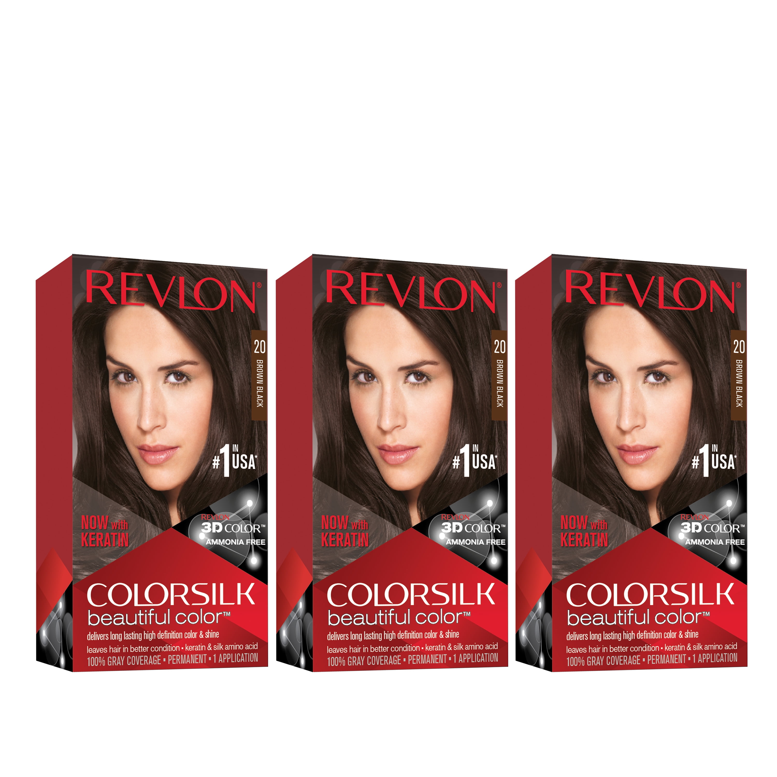 Revlon ColorSilk Beautiful Permanent Hair Dye, Dark Brown, At Home Full  Coverage Application Kit, 33 Dark Soft Brown, 3 Pack 