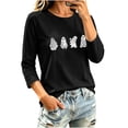 thumbnail image 5 of gbyLJF Women's Plus Size 3/4 Sleeve Halloween Shirts Funny Ghost Rhinestone Graphic Top Casual Fall Family Party Mom Tee, 5 of 7