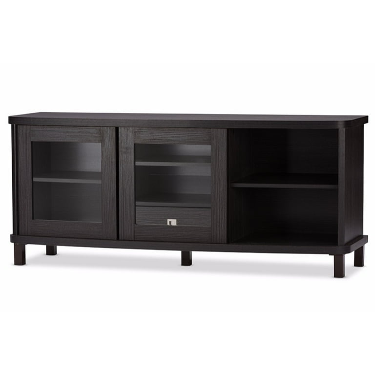 Baxton Studio Walda 60-Inch Dark Brown Wood TV Cabinet with 2 Sliding Doors and 1 Drawer Baxton Studio Walda 60-Inch Dark Brown Wood TV Cabinet with 2 Sliding Doors and 1 Drawer