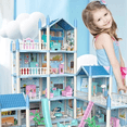 thumbnail image 4 of Casa de Muñecas Blue Princess Castle y Muebles, Gran Casa de Muñecas azul de Cuatro Plantas Con 11 Habitaciones y 3 Balcones con Escaleras y Toboganes.(3 años -12 años), 4 of 5