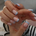 thumbnail image 1 of Kit de Uñas Postizas SXVME Cuadradas Cortas con Punta Francesa Azul Bebé, 1 of 6