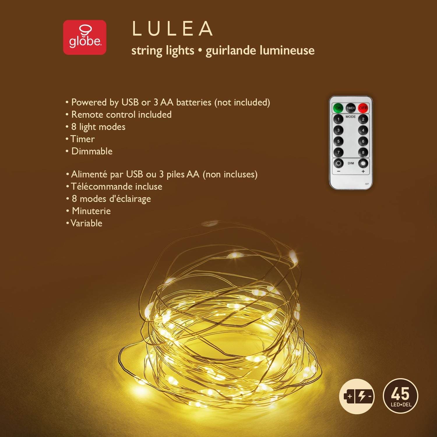 17ft Silver Wire Indoor Battery Operated 45 LED Integrated Fairy String Lights, LED Integrated Fairy String Lights