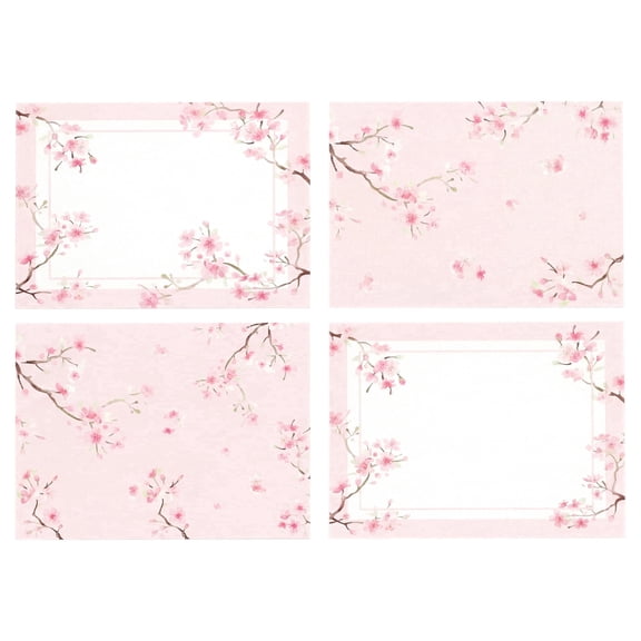 Topadorn Cherry Blossom Placemats Set of 4, Pink Watercolor Floral Place Mats, Waterproof Oil Resistant Table Mats for Dining Table Kitchen Decor