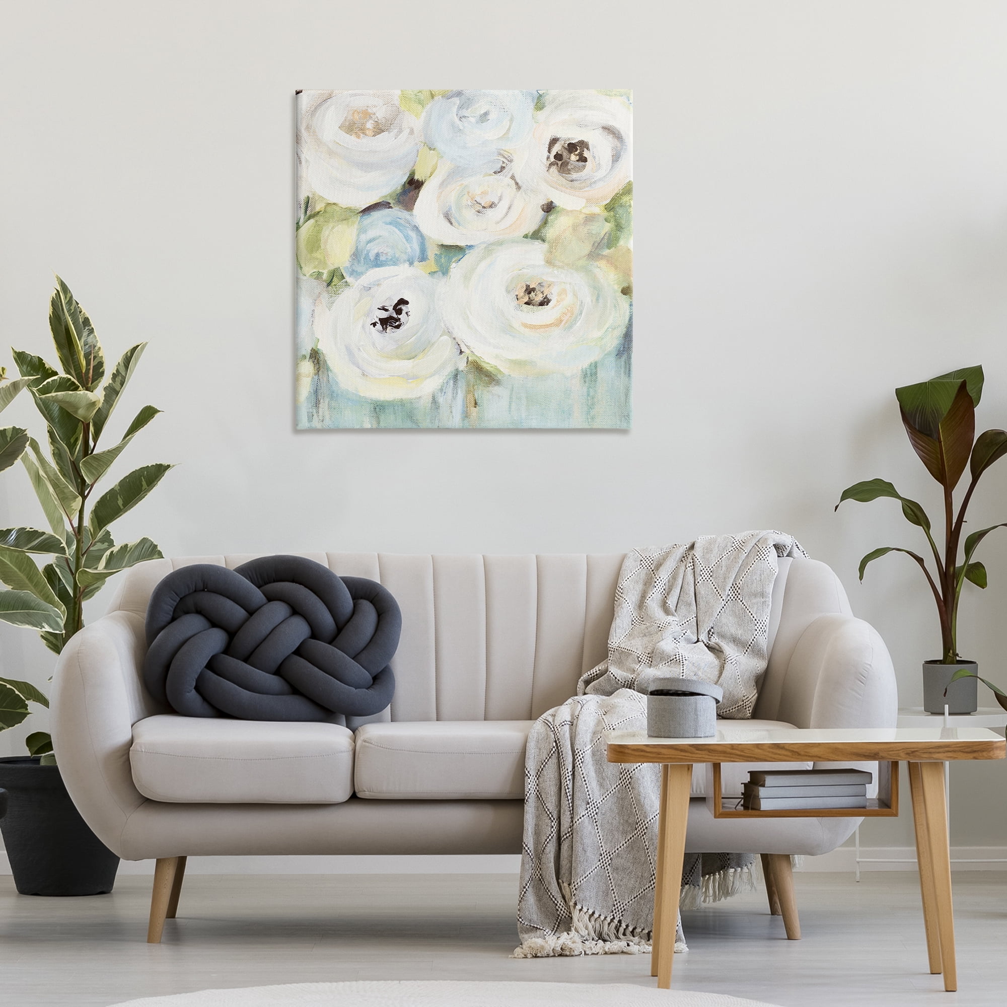 Stupell Industries White Swirling Roses Botanical & Floral Painting Gallery Wrapped Canvas Art Print Wall Art, 30 x 30