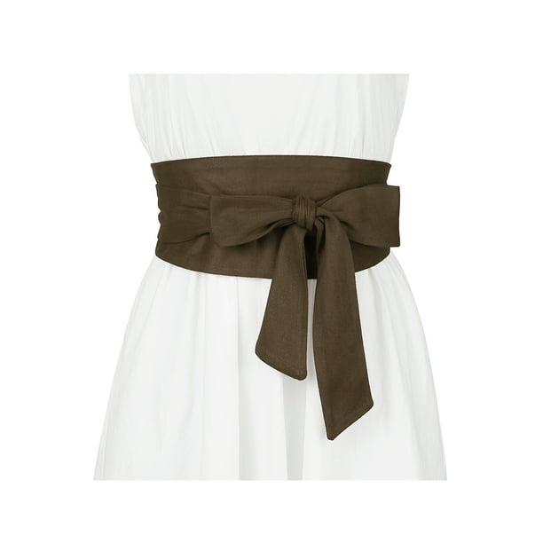 Waistband Bowknot Knotted Wrap Ivory Belt for Women Dress‎ Glamorstar Wrap Belts for Women Dresses Wide Leather Cinch  main image 3