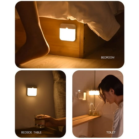

kosheko Smart Sensor LED Night Light Auto On-Off USB Charging Human Body Sensor Lamp Three-Color Modes Magnetic Design Automatic Night Light Eye Protection Easy Installation. White
