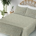 thumbnail image 3 of Ambesonne Abstract Fitted & Flat Sheet with Sham 3 Pcs Set, Wavy Stripes Geometric Art, Twin, Soft Blue Cocoa and Khaki, 3 of 5
