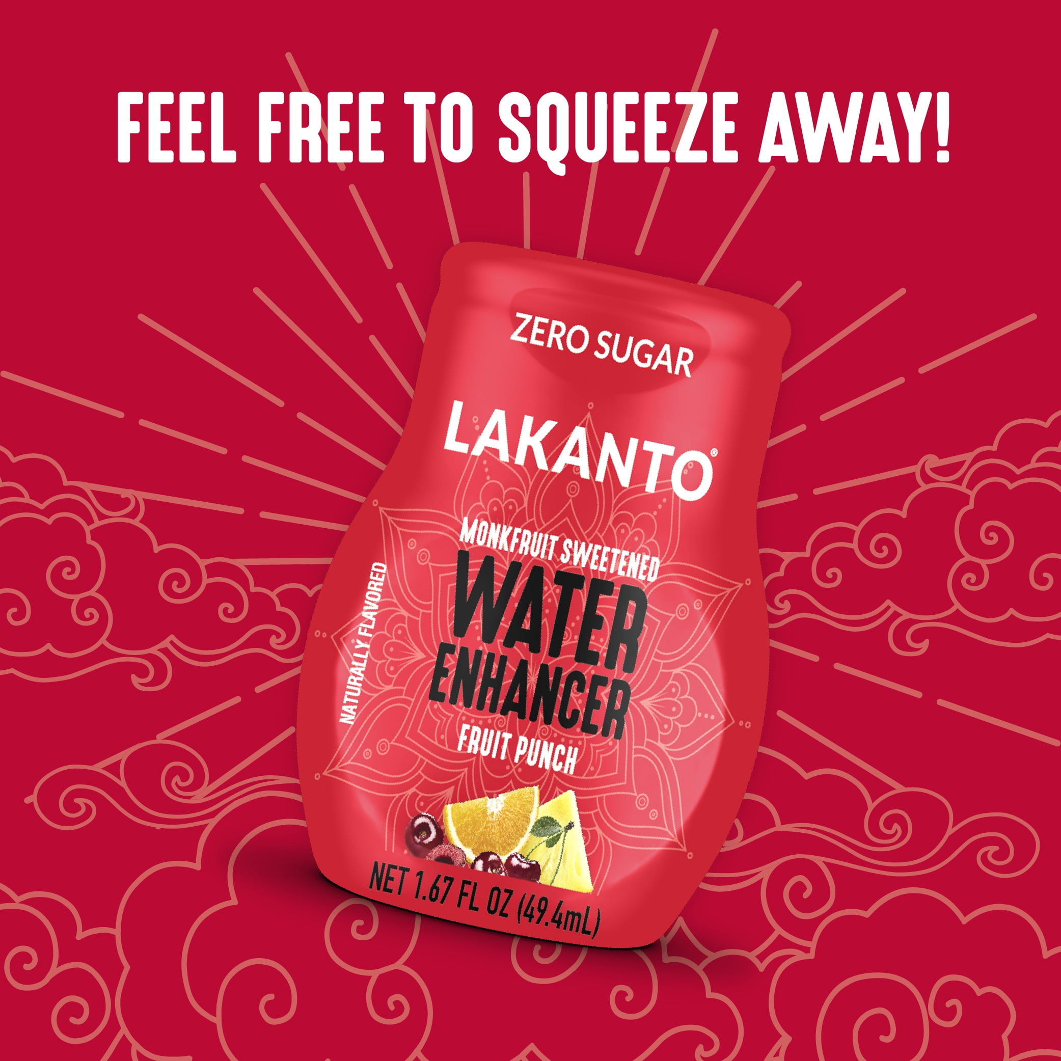 Lakanto Sugar Free Water Enhancer - Sweetened with Monk Fruit Sweetener and Erythritol, On the Go Liquid H2O Hydration, Zero Sugar, Naturally Flavored - Fruit Punch (1.67 fl oz - Pack of 6)