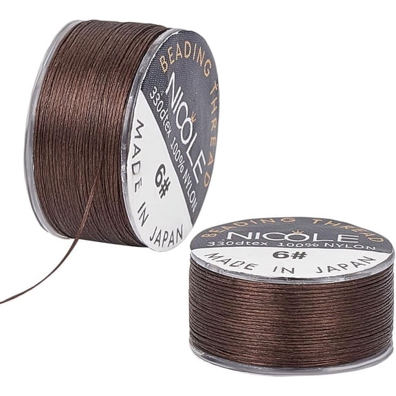 1 Box 2 Rolls 100 Yards Beading Cord Strong 0.1mm Beading Thread Brown Seed Bead Thread Invisible Sewing Thread Nylon Thread String Thin Beading String for Jewelry Making DIY Crafts for DIY