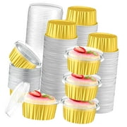 SKYSONIC 400 Pcs Aluminum Foil Baking Cups with 5 oz Ramekins, Mini Cake Pans, Cupcake Liners for Muffins, Flan, Desserts