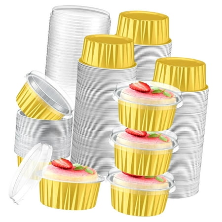 SKYSONIC 400 Pcs Aluminum Foil Baking Cups with 5 oz Ramekins, Mini Cake Pans, Cupcake Liners for Muffins, Flan, Desserts