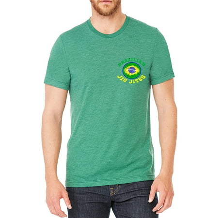 Men's Brazilian Jiu Jitsu Circle Chest Green Tri Blend T-Shirt C2 Medium (Best Brazilian Jiu Jitsu)