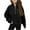 Black, variant on BRGZLK Kids Half Zip Sweatshirt Girls Long Sleeve Thumb Hole Pullover Tops Loose High Neck Fleece Crop Tops with Pocket Black 11-12 Years