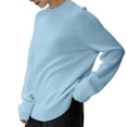 thumbnail image 1 of Suéteres de Gran Tamaño para Mujer, Conjuntos de Otoño 2025, Cuello Redondo, Mangas Largas, Jerseys de Punto A . Azul M, 1 of 8
