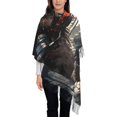 thumbnail image 4 of Cauagu Urban Bear With Headphones Print Women Wrap Shawl tassels Scarves Retro Scarf 77.6"X28.3", 4 of 8