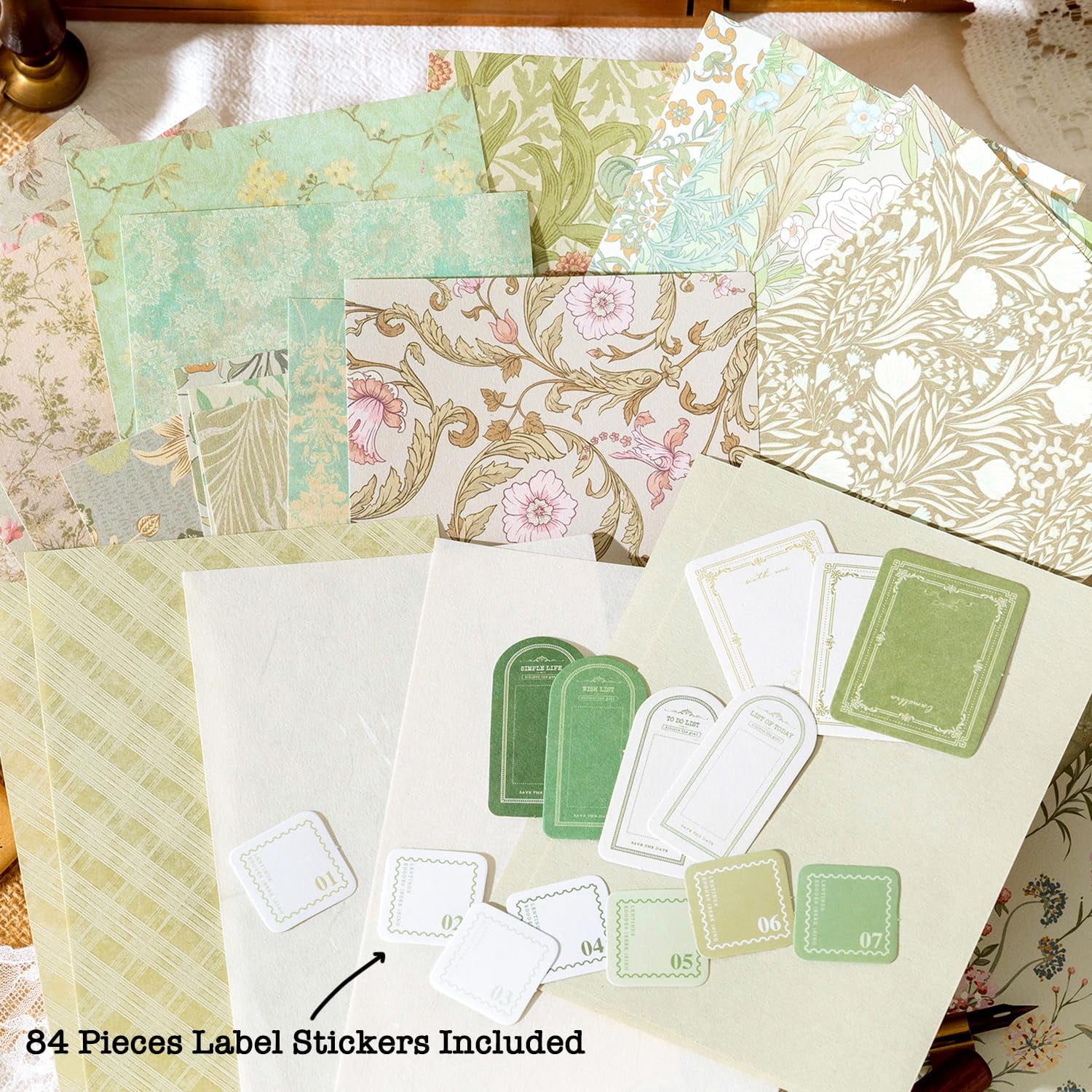 12 Pack Scrapbook Paper, 408 Sheets Vintage Floral 3D Embossed Textured Printed Craft Paper for Scrapbooking, Junk Journal Supplies