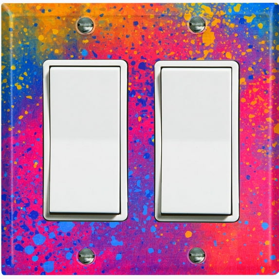 Metal Light Switch Plate Cover Colorful Paint Splash Art Wallpaper WAL023