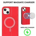 thumbnail image 2 of Funda antirrobo con cierre magnético para iPhone 13 Mini, compatible con carga magnética, piel sintética y TPU, diseño tipo cartera, ranuras para tarjetas, 2 of 5