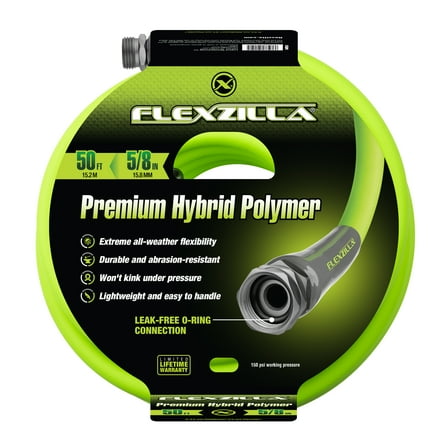 Flexzilla® Garden Hose, Flexible Hybrid Polymer, 5/8" x 50'
