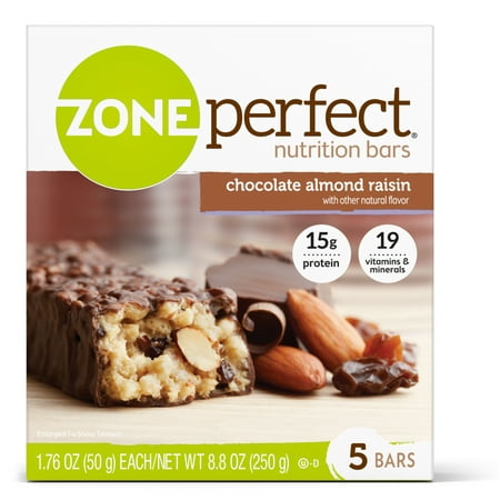 ZonePerfect Nutrition Bar, Chocolate Almond Raisin, 15g Protein, 5 Ct