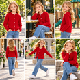 thumbnail image 5 of Girl's Knit Button down Cardigan - Long Sleeve Crew Neck Sweater Coat - Fall Vintage Fashion Outerwear, 5 of 8