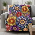 thumbnail image 2 of Boho Blue Flower Blanket Soft Cozy Warm Throw Blanket for Couch, Plush Fuzzy Flannel Fleece Blankets for Sofa, Spring Bohemia Chic Red Yellow Floral Bed Blankets Lightweight Gifts for Women, 30"x40", 2 of 9