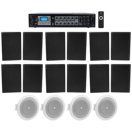 6-Zone Amplifier+12) Black Wall+4) JBL Ceiling Speakers For Restaurant/Bar/Cafe