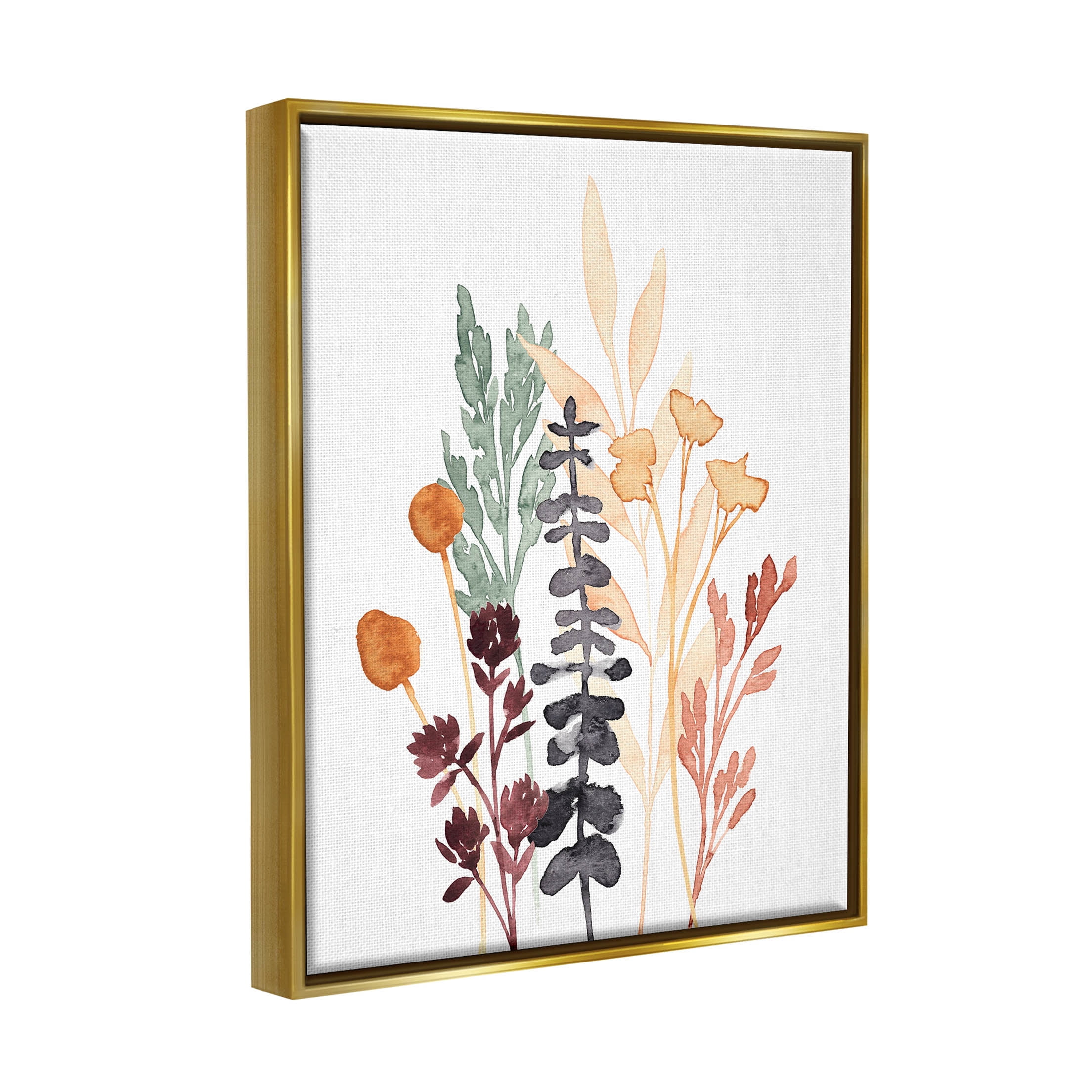 Stupell Industries Country Cottage Herbs Layered Botanicals Graphic Art Metallic Gold Floating Framed Canvas Print Wall Art, Design by Annie Warren