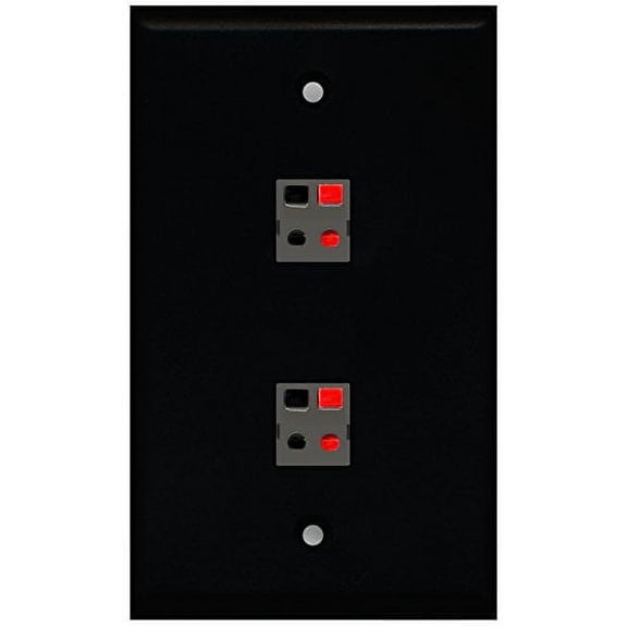 RiteAV - Black 2 Port Speaker Wall Plate