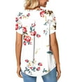 thumbnail image 6 of Aoochasliy Womens Blouses Short Sleeve Casual Petal Sleeve Shirts V-Neck Cute Floral Printed Summer Loose Flowy Shirts, 6 of 8