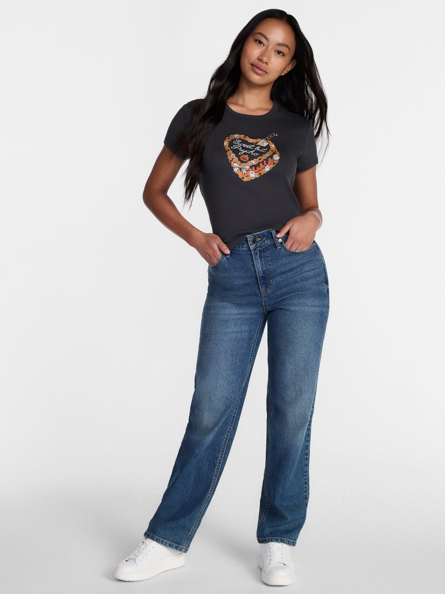 Halloween Women's Sweet But Psycho Graphic Tee with Short Sleeves, Sizes XXS-XXL