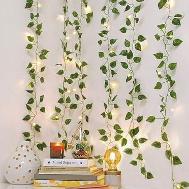 Ivy Vine Lights, Artificial Ivy Garland with LED String Lights, Hanging Leaves with Fairy Lights ...