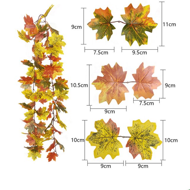 AKEGAMN Fall Decor Festival Simulation Maple Leaf Rattan Decoration Christmas Party Wall Hanging Maple Leaf Rattan